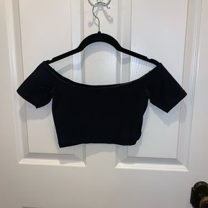 American Apparel Black Off the Shoulder Crop Top